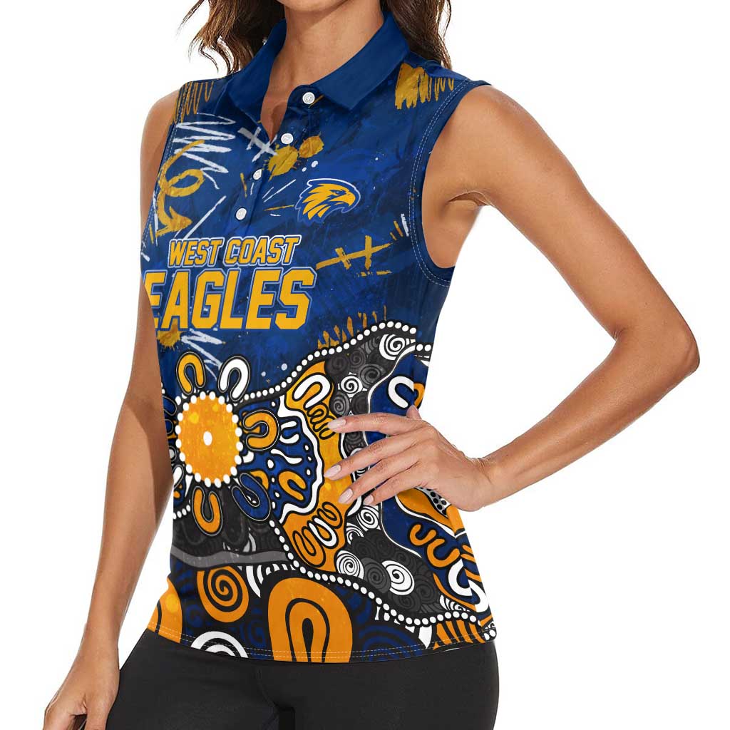 Personalized West Coast Eagles Women Sleeveless Polo Shirt Aboriginal Dot Painting Graffiti Style