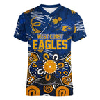 Personalized West Coast Eagles Women V-Neck T-Shirt Aboriginal Dot Painting Graffiti Style