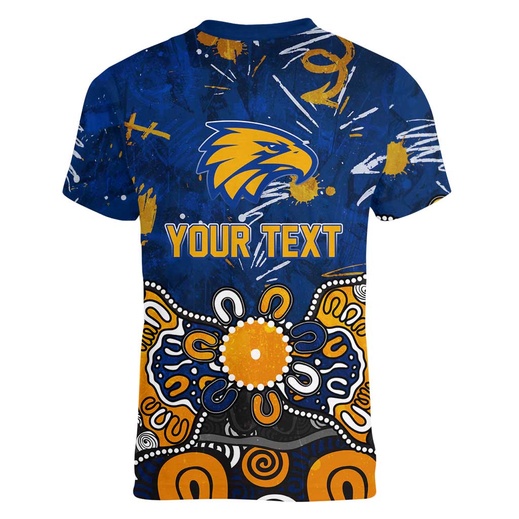 Personalized West Coast Eagles Women V-Neck T-Shirt Aboriginal Dot Painting Graffiti Style