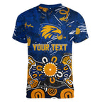 Personalized West Coast Eagles Women V-Neck T-Shirt Aboriginal Dot Painting Graffiti Style