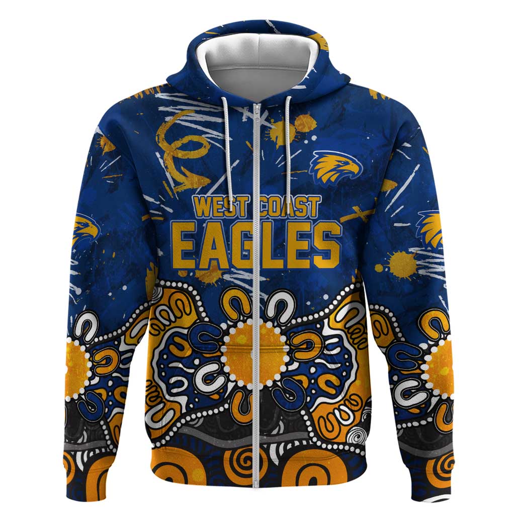 Personalized West Coast Eagles Zip Hoodie Aboriginal Dot Painting Graffiti Style