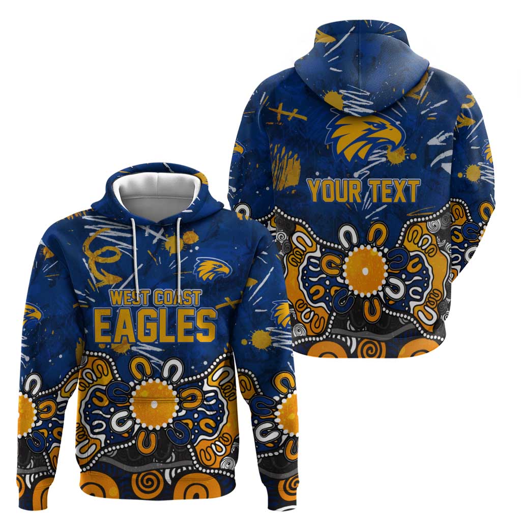 Personalized West Coast Eagles Zip Hoodie Aboriginal Dot Painting Graffiti Style