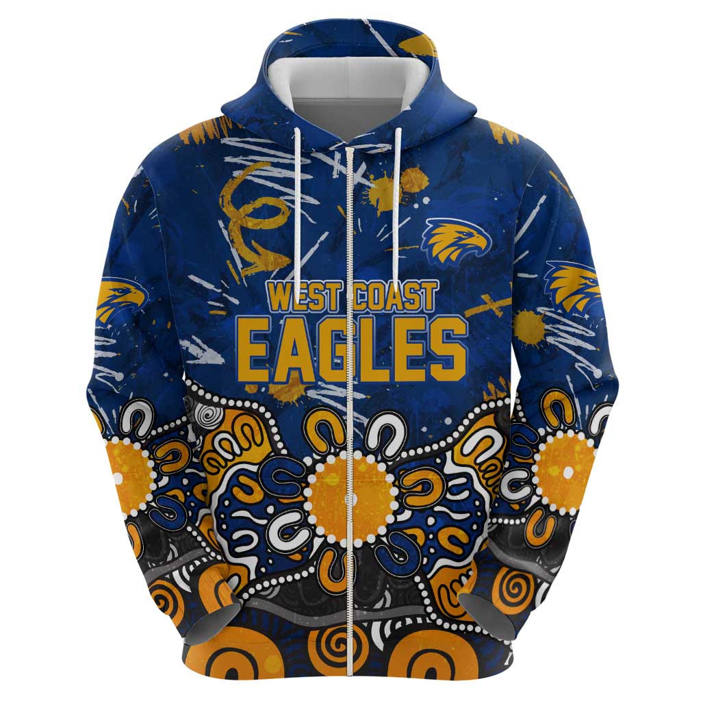 Personalized West Coast Eagles Zip Hoodie Aboriginal Dot Painting Graffiti Style