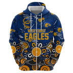 Personalized West Coast Eagles Zip Hoodie Aboriginal Dot Painting Graffiti Style