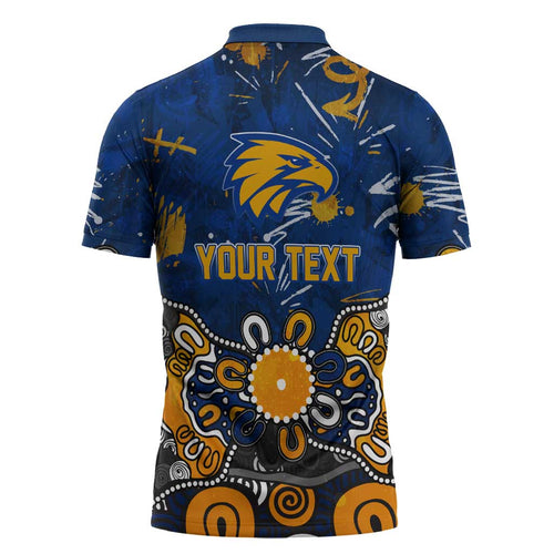 Personalized West Coast Eagles Zipper Polo Shirt Aboriginal Dot Painting Graffiti Style