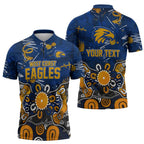 Personalized West Coast Eagles Zipper Polo Shirt Aboriginal Dot Painting Graffiti Style