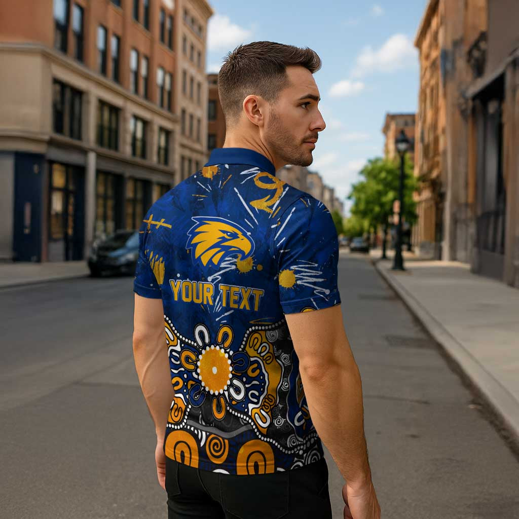 Personalized West Coast Eagles Zipper Polo Shirt Aboriginal Dot Painting Graffiti Style