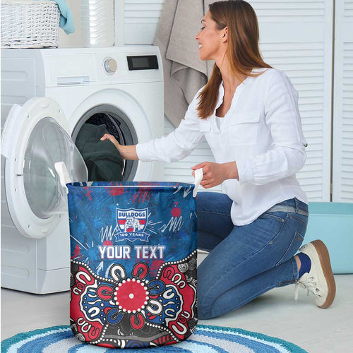 Personalized Western Bulldogs 100 Years Anniversary Laundry Basket Aboriginal Dot Painting Graffiti Style