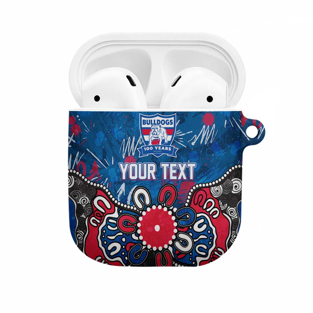 Personalized Western Bulldogs 100 Years Anniversary AirPods Case Aboriginal Dot Painting Graffiti Style