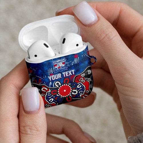 Personalized Western Bulldogs 100 Years Anniversary AirPods Case Aboriginal Dot Painting Graffiti Style