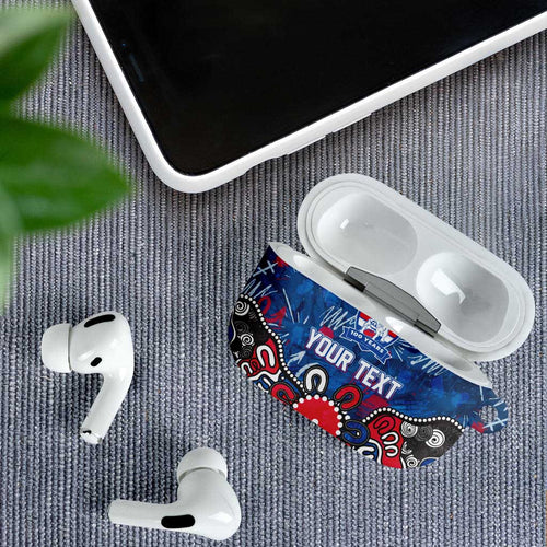 Personalized Western Bulldogs 100 Years Anniversary AirPods Case Aboriginal Dot Painting Graffiti Style