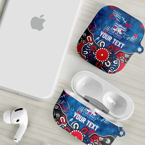 Personalized Western Bulldogs 100 Years Anniversary AirPods Case Aboriginal Dot Painting Graffiti Style