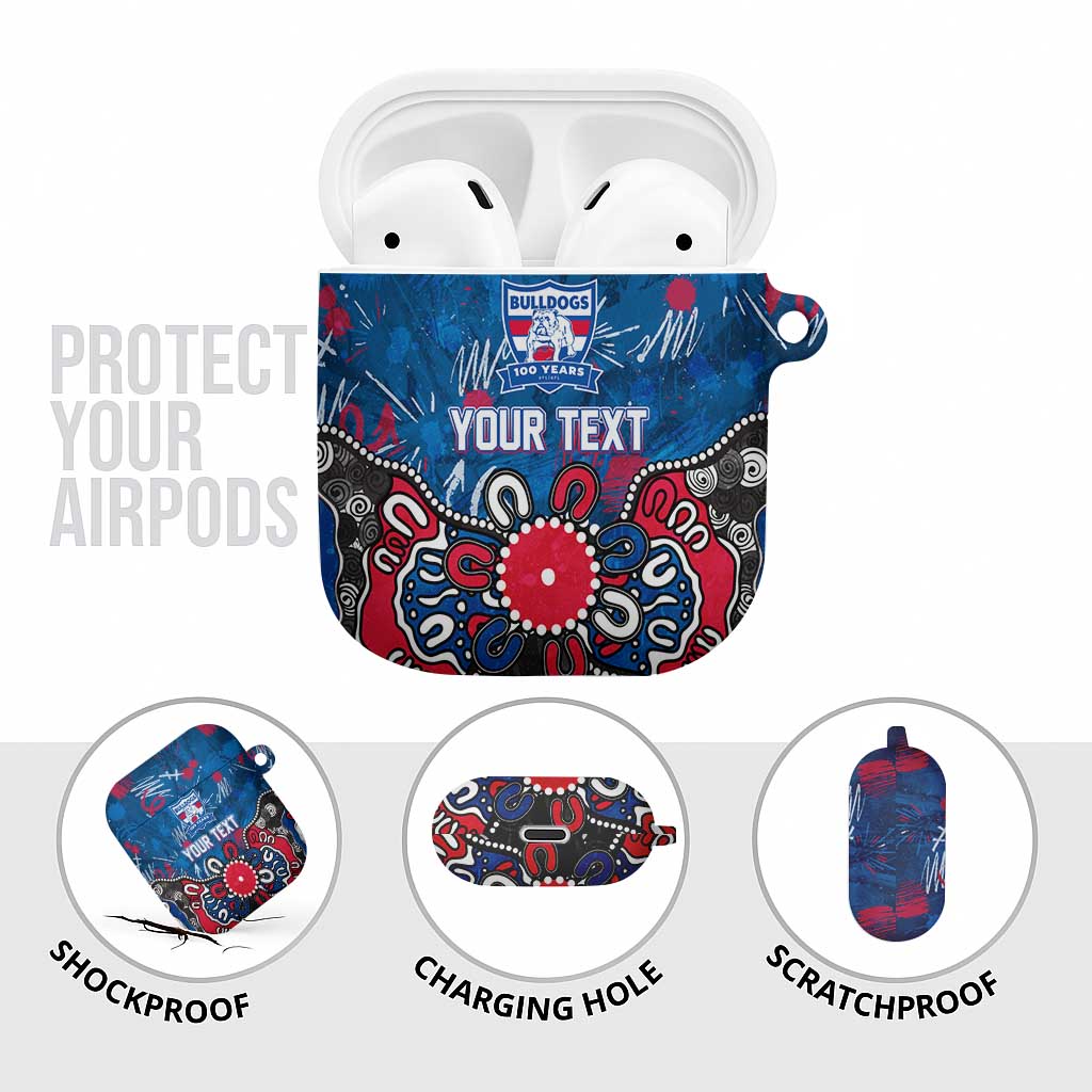 Personalized Western Bulldogs 100 Years Anniversary AirPods Case Aboriginal Dot Painting Graffiti Style