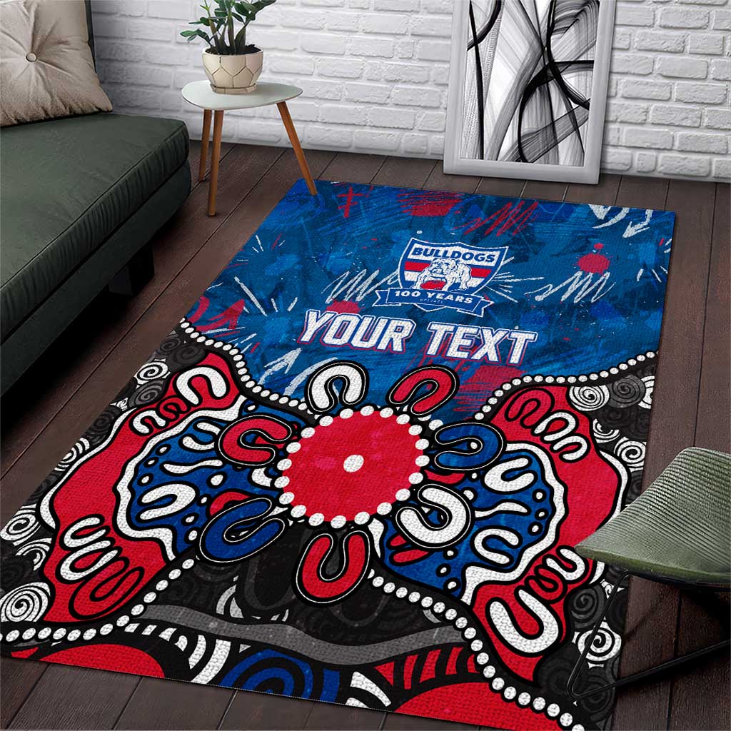 Personalized Western Bulldogs 100 Years Anniversary Area Rug Aboriginal Dot Painting Graffiti Style