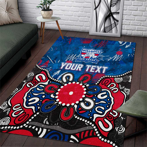Personalized Western Bulldogs 100 Years Anniversary Area Rug Aboriginal Dot Painting Graffiti Style