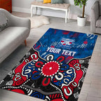 Personalized Western Bulldogs 100 Years Anniversary Area Rug Aboriginal Dot Painting Graffiti Style