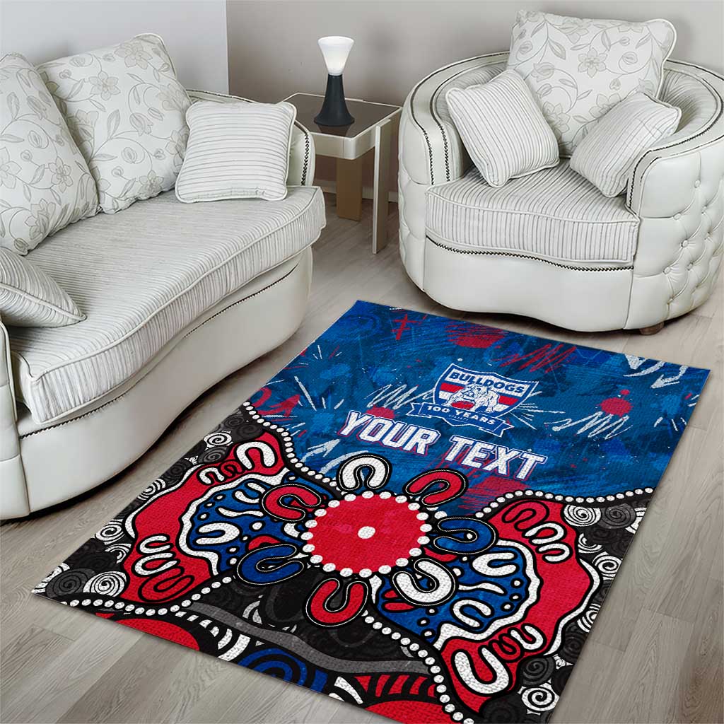 Personalized Western Bulldogs 100 Years Anniversary Area Rug Aboriginal Dot Painting Graffiti Style