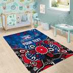 Personalized Western Bulldogs 100 Years Anniversary Area Rug Aboriginal Dot Painting Graffiti Style