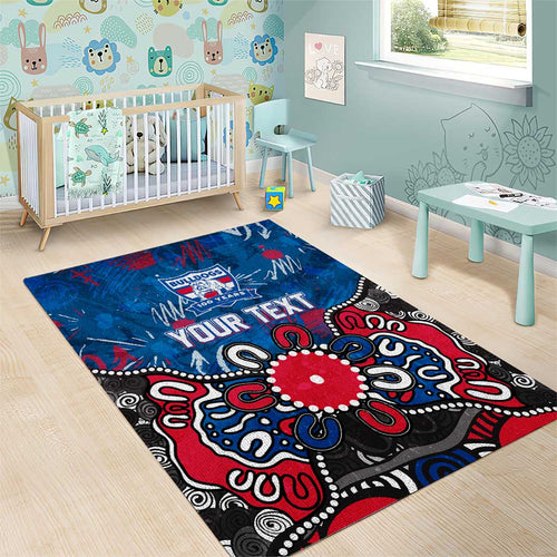 Personalized Western Bulldogs 100 Years Anniversary Area Rug Aboriginal Dot Painting Graffiti Style