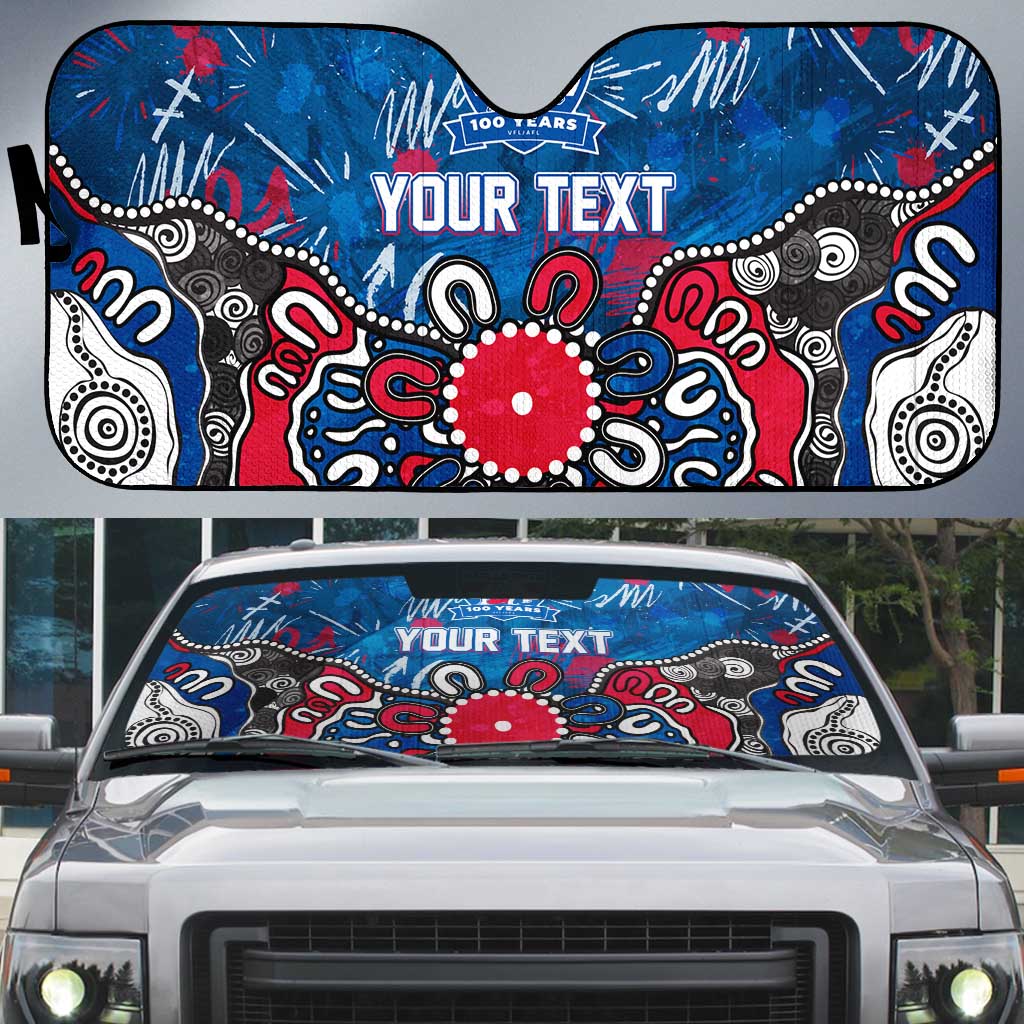 Personalized Western Bulldogs 100 Years Anniversary Auto Sun Shade Aboriginal Dot Painting Graffiti Style