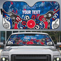Personalized Western Bulldogs 100 Years Anniversary Auto Sun Shade Aboriginal Dot Painting Graffiti Style