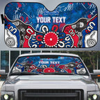 Personalized Western Bulldogs 100 Years Anniversary Auto Sun Shade Aboriginal Dot Painting Graffiti Style