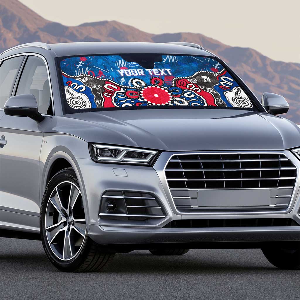 Personalized Western Bulldogs 100 Years Anniversary Auto Sun Shade Aboriginal Dot Painting Graffiti Style