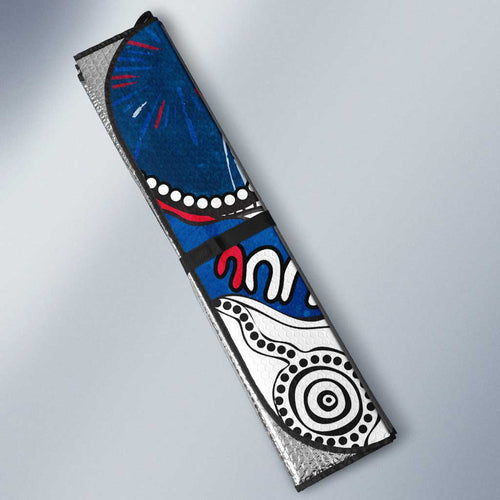 Personalized Western Bulldogs 100 Years Anniversary Auto Sun Shade Aboriginal Dot Painting Graffiti Style
