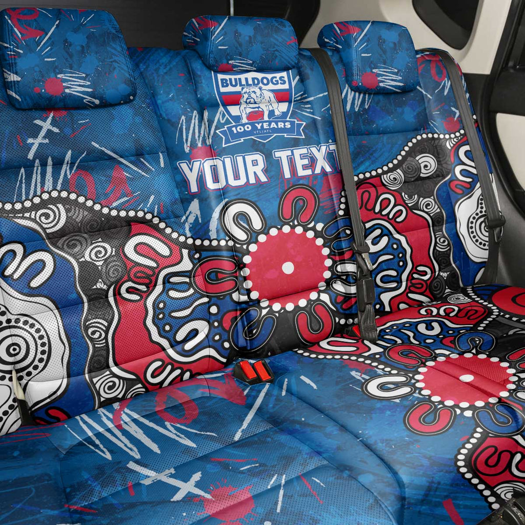 Personalized Western Bulldogs 100 Years Anniversary Back Car Seat Cover Aboriginal Dot Painting Graffiti Style