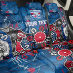 Personalized Western Bulldogs 100 Years Anniversary Back Car Seat Cover Aboriginal Dot Painting Graffiti Style