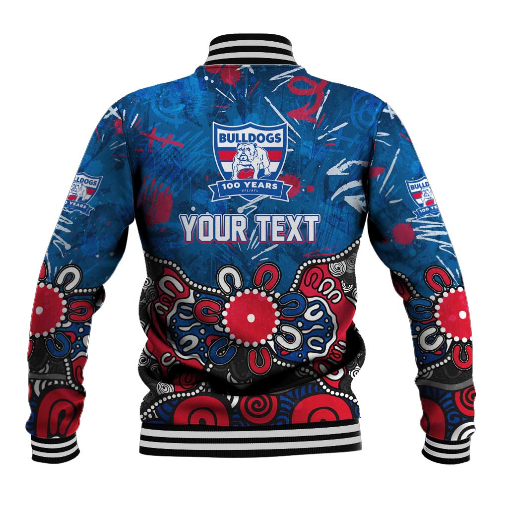 Personalized Western Bulldogs 100 Years Anniversary Baseball Jacket Aboriginal Dot Painting Graffiti Style