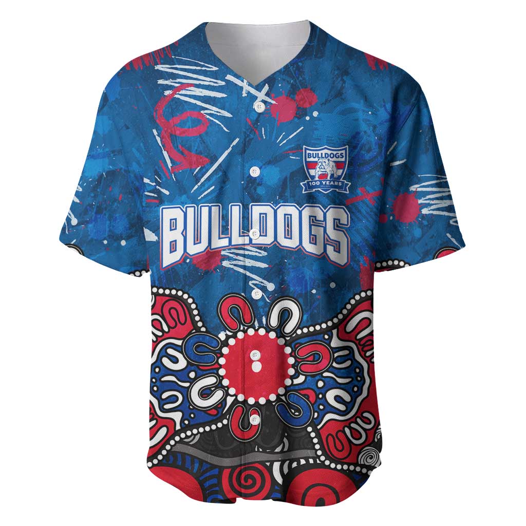 Personalized Western Bulldogs 100 Years Anniversary Baseball Jersey Aboriginal Dot Painting Graffiti Style