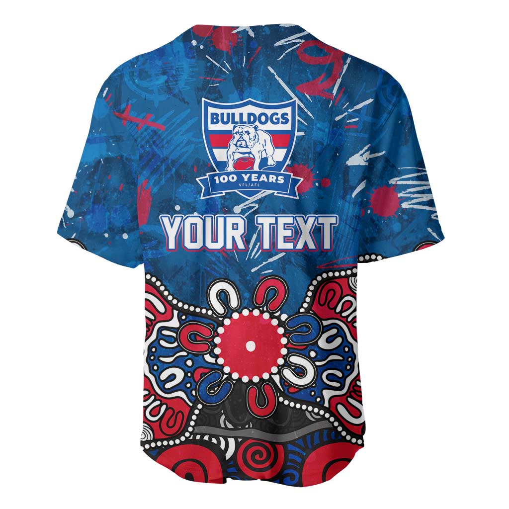 Personalized Western Bulldogs 100 Years Anniversary Baseball Jersey Aboriginal Dot Painting Graffiti Style