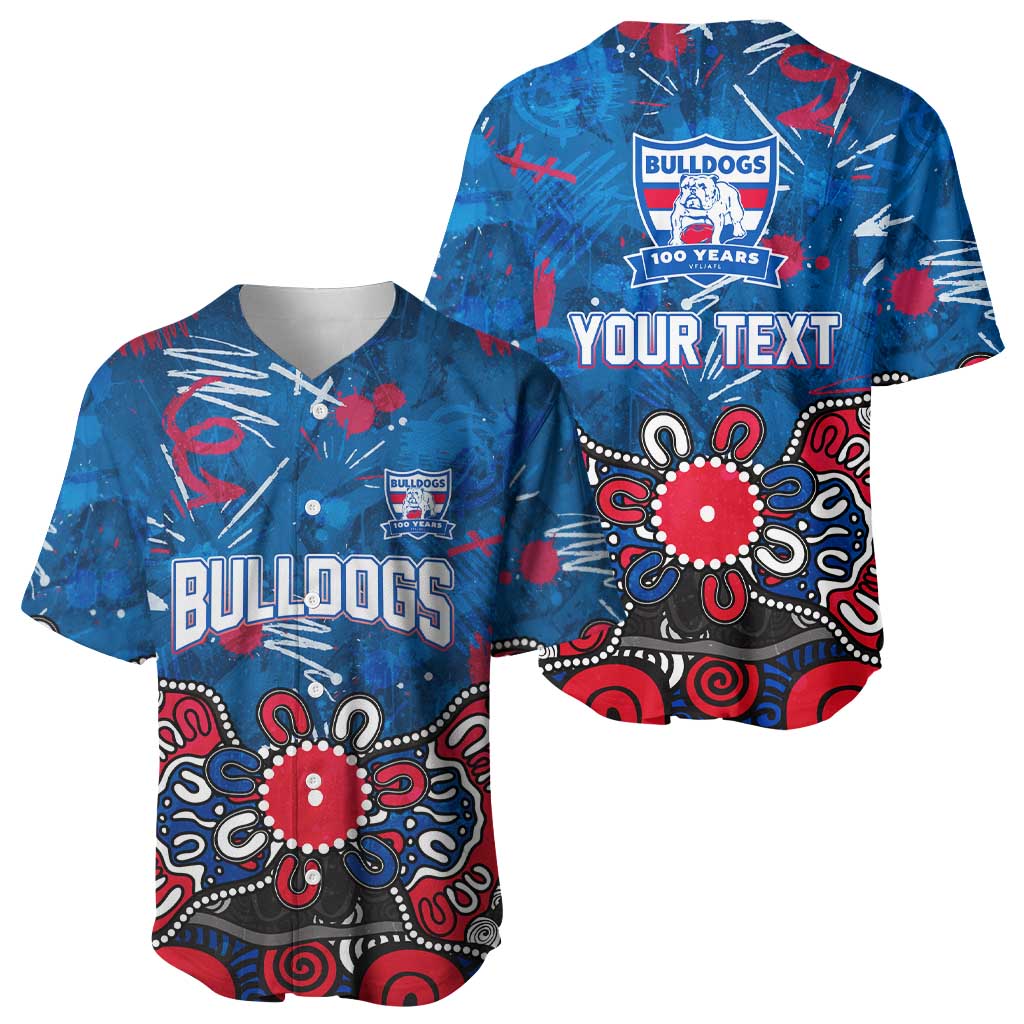 Personalized Western Bulldogs 100 Years Anniversary Baseball Jersey Aboriginal Dot Painting Graffiti Style