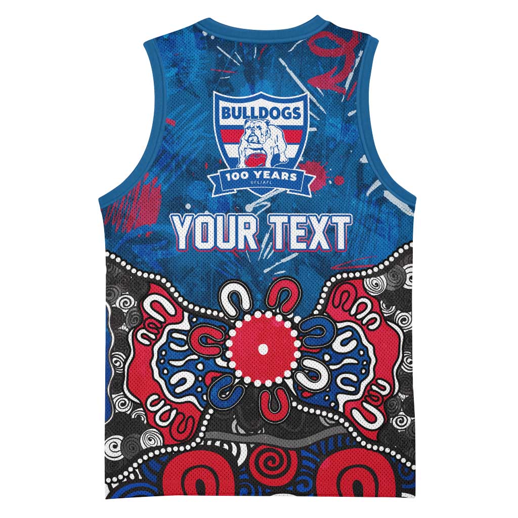 Personalized Western Bulldogs 100 Years Anniversary Basketball Jersey Aboriginal Dot Painting Graffiti Style