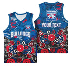 Personalized Western Bulldogs 100 Years Anniversary Basketball Jersey Aboriginal Dot Painting Graffiti Style