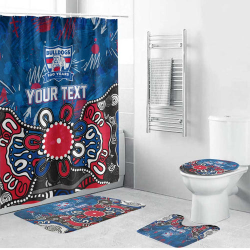 Personalized Western Bulldogs 100 Years Anniversary Bathroom Set Aboriginal Dot Painting Graffiti Style