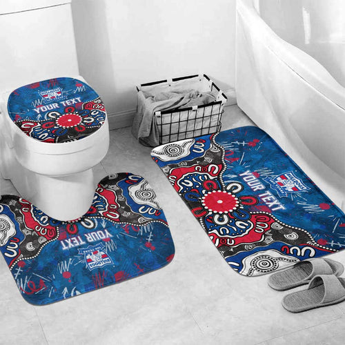 Personalized Western Bulldogs 100 Years Anniversary Bathroom Set Aboriginal Dot Painting Graffiti Style