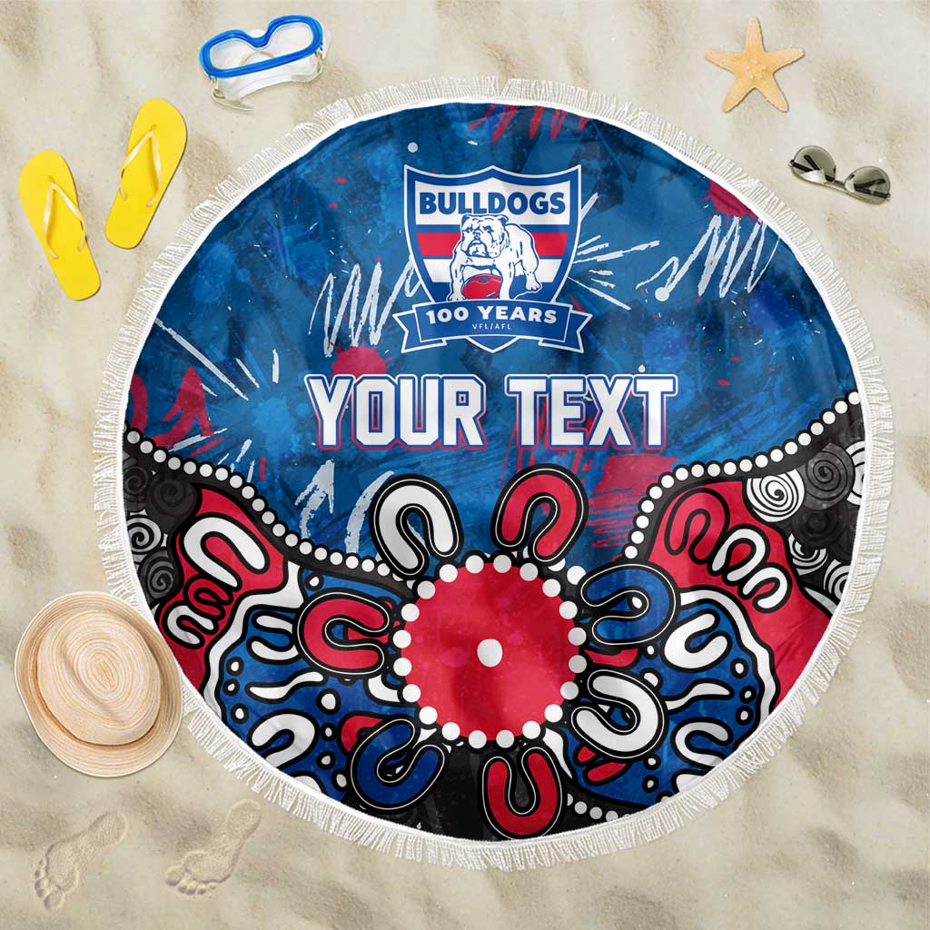 Personalized Western Bulldogs 100 Years Anniversary Beach Blanket Aboriginal Dot Painting Graffiti Style