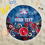 Personalized Western Bulldogs 100 Years Anniversary Beach Blanket Aboriginal Dot Painting Graffiti Style