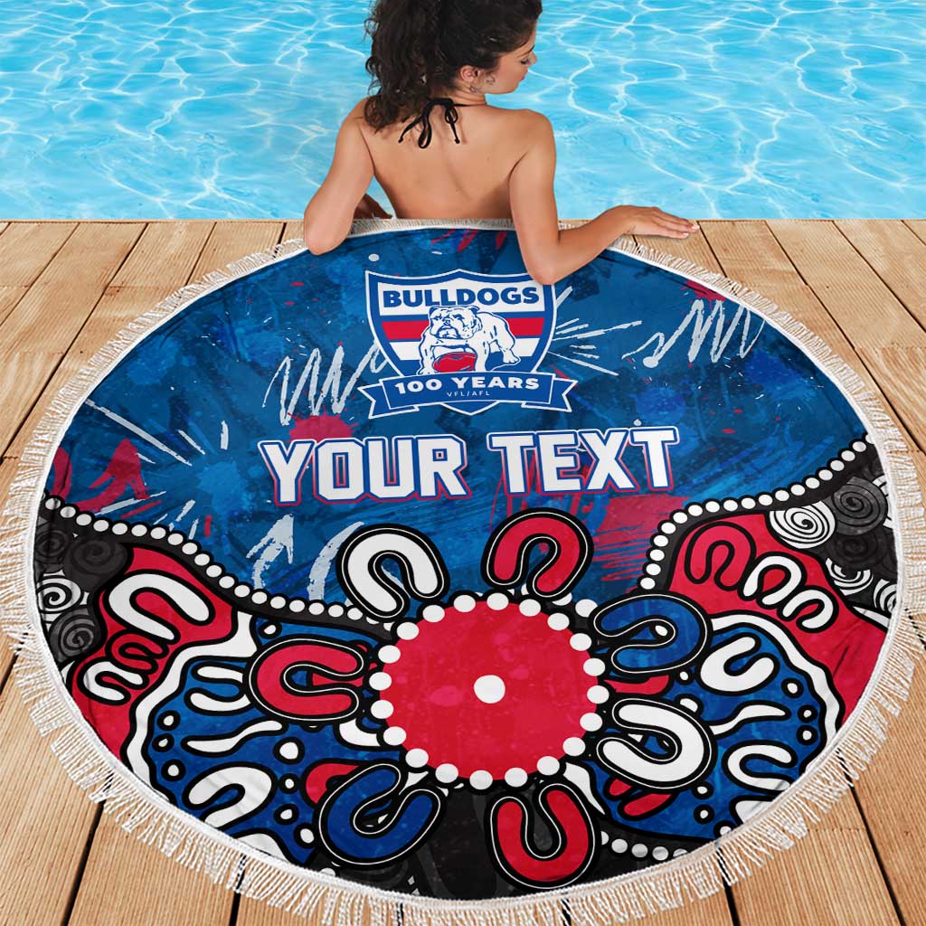 Personalized Western Bulldogs 100 Years Anniversary Beach Blanket Aboriginal Dot Painting Graffiti Style