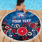 Personalized Western Bulldogs 100 Years Anniversary Beach Blanket Aboriginal Dot Painting Graffiti Style