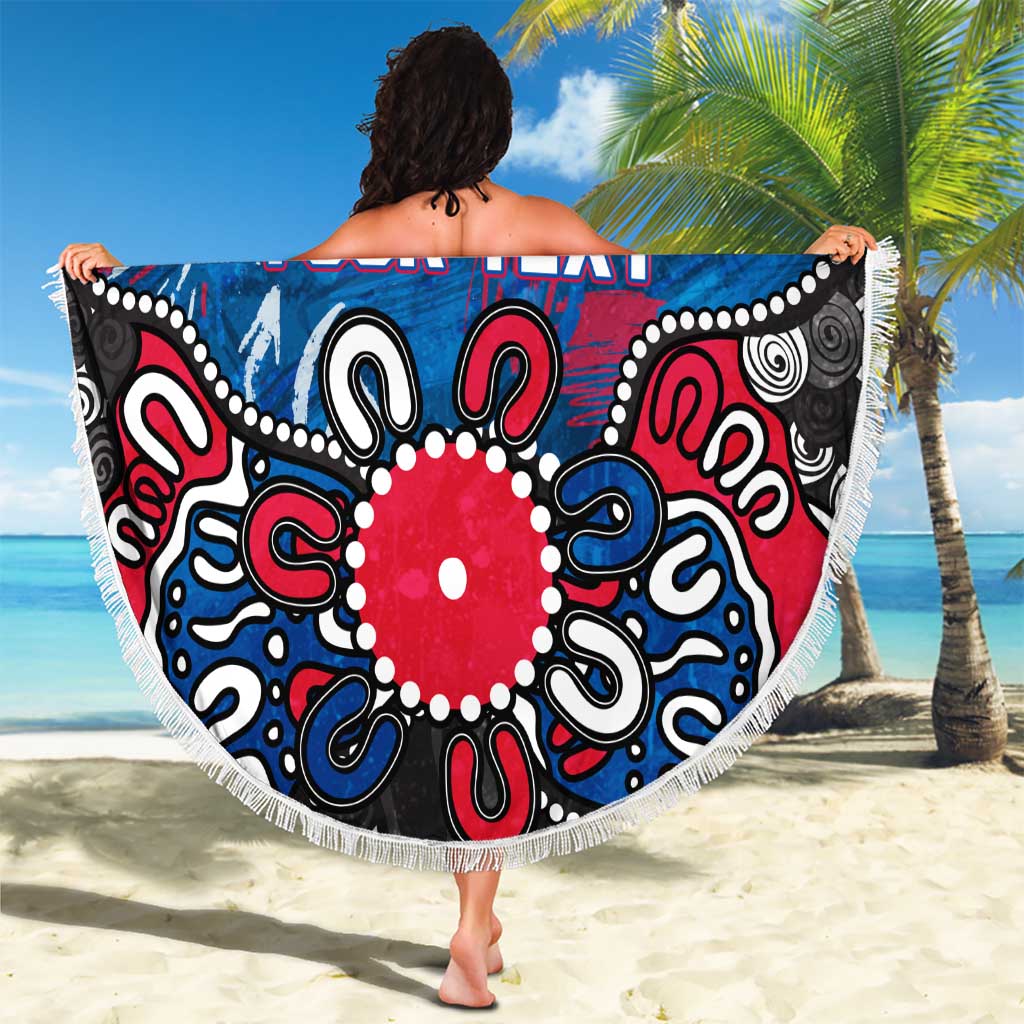Personalized Western Bulldogs 100 Years Anniversary Beach Blanket Aboriginal Dot Painting Graffiti Style