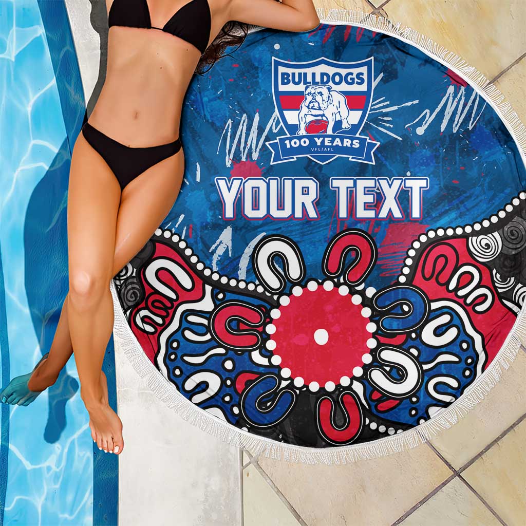 Personalized Western Bulldogs 100 Years Anniversary Beach Blanket Aboriginal Dot Painting Graffiti Style