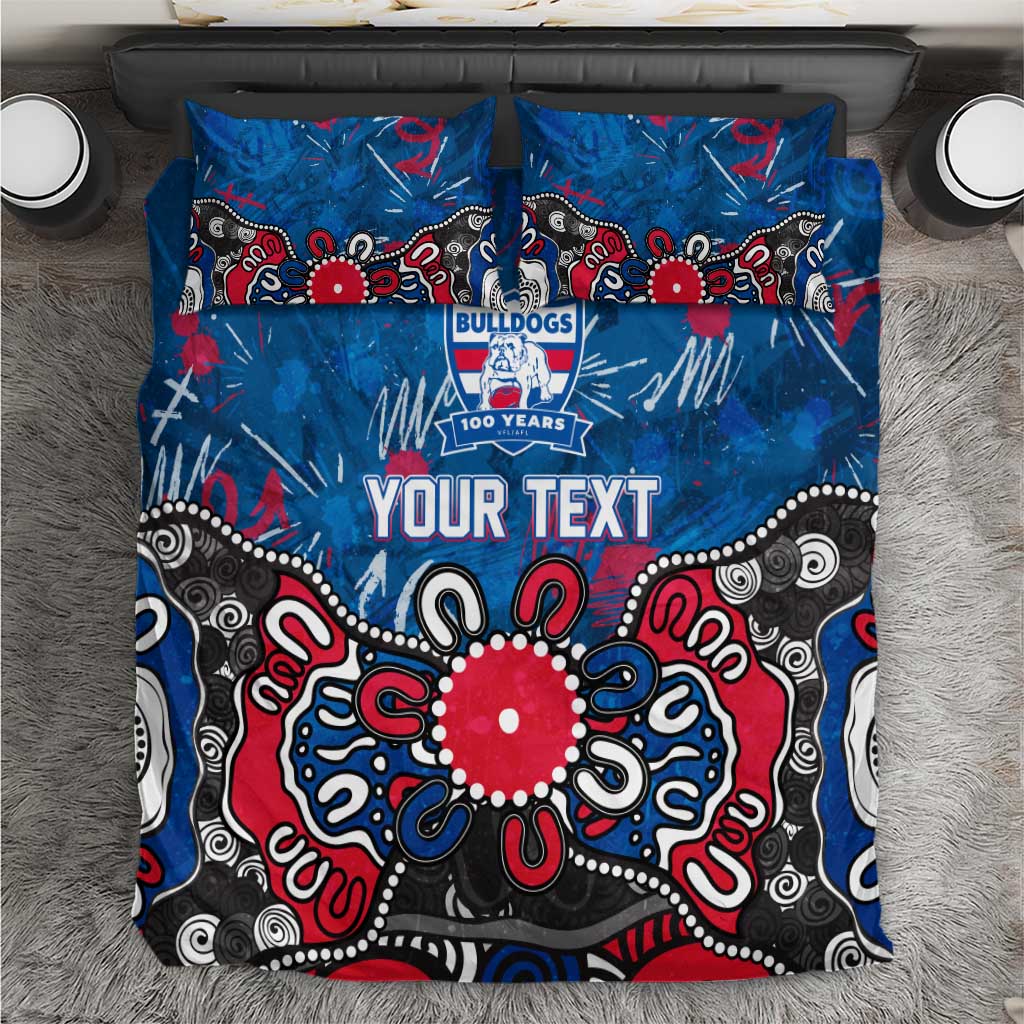 Personalized Western Bulldogs 100 Years Anniversary Bedding Set Aboriginal Dot Painting Graffiti Style