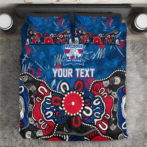 Personalized Western Bulldogs 100 Years Anniversary Bedding Set Aboriginal Dot Painting Graffiti Style