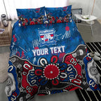 Personalized Western Bulldogs 100 Years Anniversary Bedding Set Aboriginal Dot Painting Graffiti Style