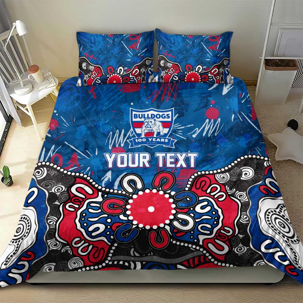 Personalized Western Bulldogs 100 Years Anniversary Bedding Set Aboriginal Dot Painting Graffiti Style