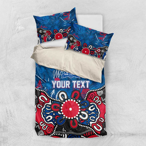 Personalized Western Bulldogs 100 Years Anniversary Bedding Set Aboriginal Dot Painting Graffiti Style