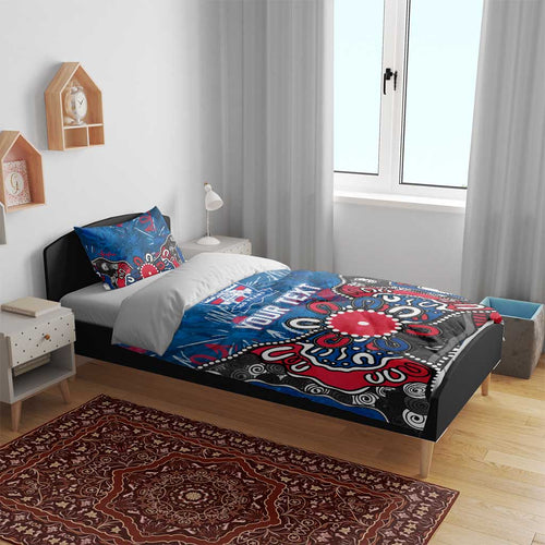 Personalized Western Bulldogs 100 Years Anniversary Bedding Set Aboriginal Dot Painting Graffiti Style